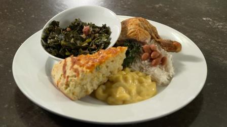 Video thumbnail: Charlotte Cooks Collard Greens and Jalapeno Cheddar Cornbread