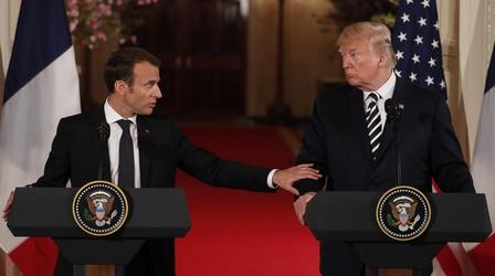 Video thumbnail: PBS NewsHour Macron lobbies Trump to keep and improve Iran nuclear deal