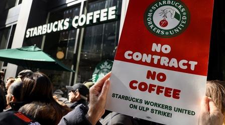 Video thumbnail: PBS NewsHour NLRB power faces challenge in Starbucks Supreme Court case
