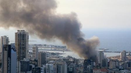 Video thumbnail: PBS NewsHour News Wrap: Fire erupts at Beirut port a month after blast
