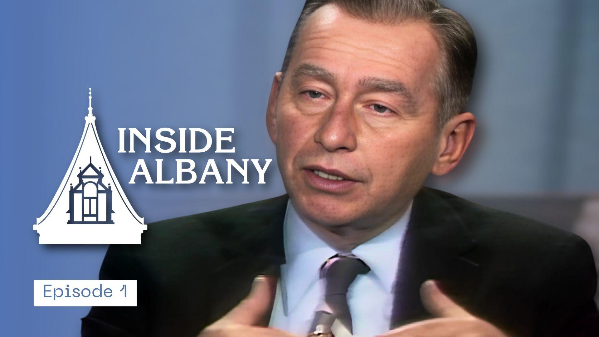 Gov. Hugh Carey, Mario Cuomo, & leaders tackle NY's budget, infrastructure, & scandals.