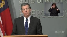 Video thumbnail: NC Emergency Management and Weather Coronavirus Briefing: NC Gov. Roy Cooper (03/25/20) English