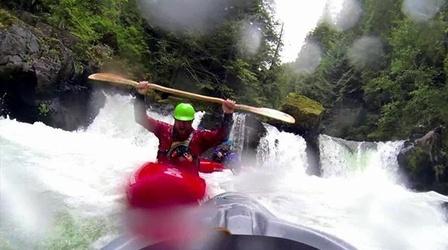 Video thumbnail: Oregon Field Guide Behind the Scenes Waterfall Kayaking