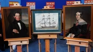 Appraisal: Folk Art Ship Watercolor & Companion Portraits