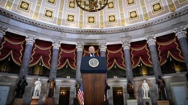 Biden condemns Trump in Jan. 6 anniversary address