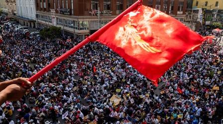 Video thumbnail: PBS NewsHour Protests grow in Myanmar despite police crackdowns