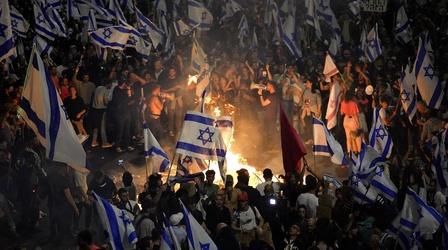 Video thumbnail: PBS NewsHour Israel’s judicial overhaul delayed amid political upheaval