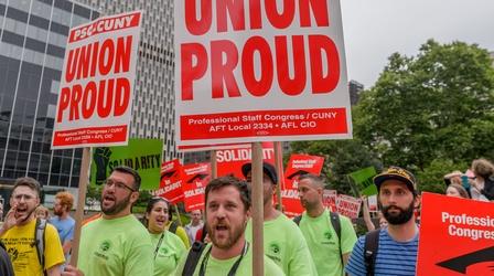 Video thumbnail: PBS NewsHour What Trump's swipes at federal workers mean for unions