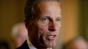 Video thumbnail: PBS NewsHour Thune says GOP 'open' to shutdown back pay for contractors