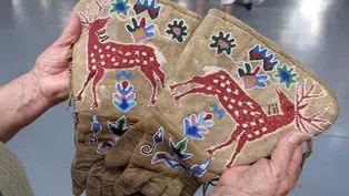 Appraisal: Beaded Pictorial Gauntlets, ca. 1890