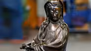 Appraisal: 18th-Century Silver Inlaid Bronze Guanyin