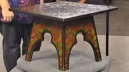 Appraisal: Pyrography Plant Stand & Table