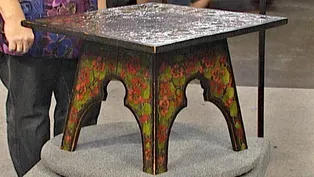 Appraisal: Pyrography Plant Stand & Table