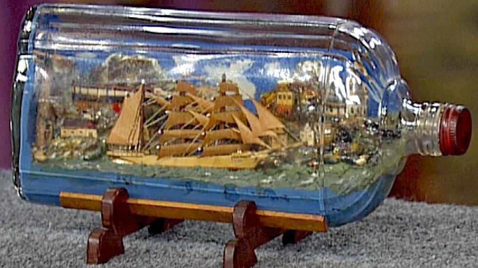 Antiques Roadshow World War II German POW Ship In A Bottle Made In 