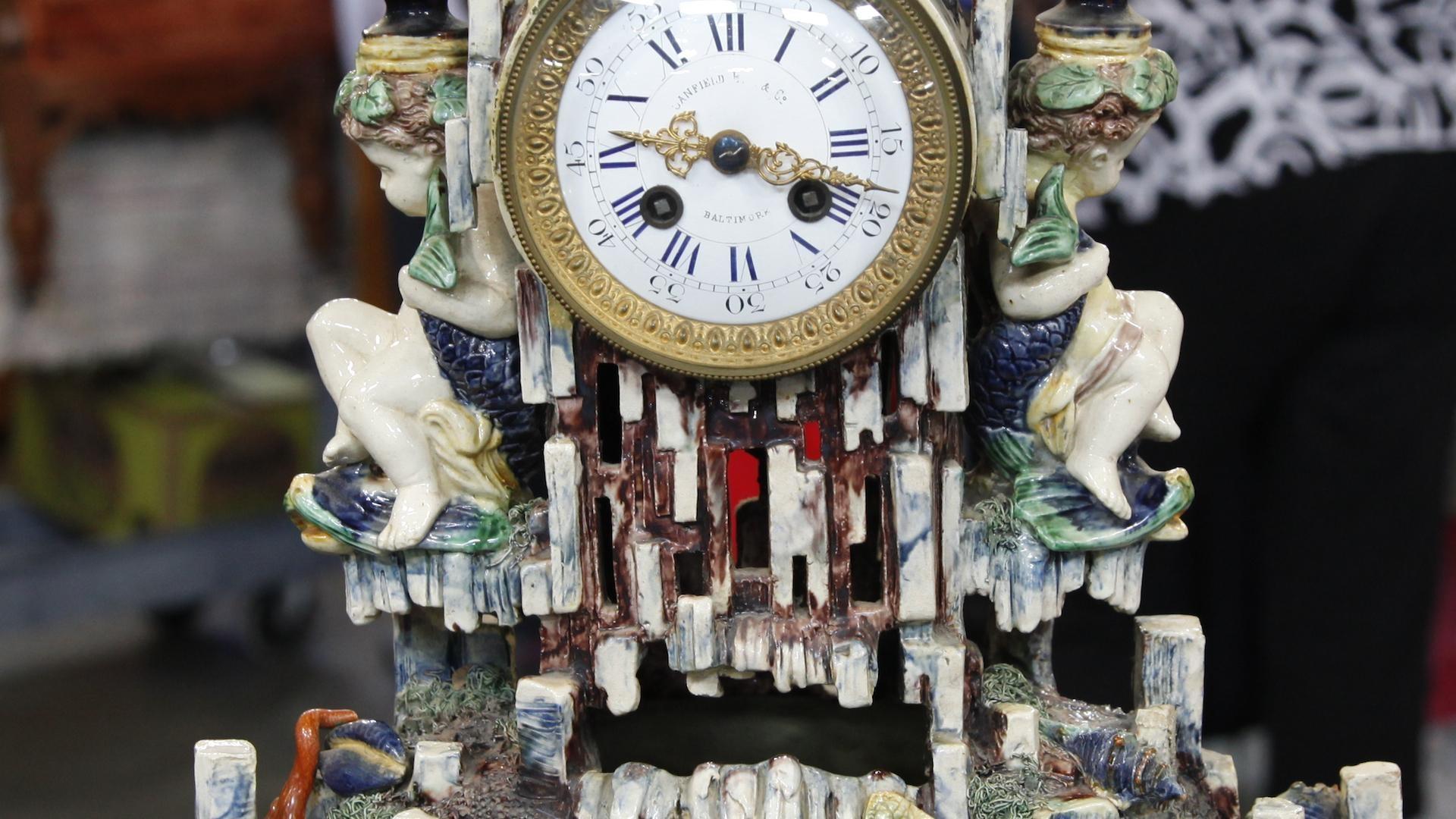 Appraisal: French Palissy Ware Mantel Clock, ca. 1880