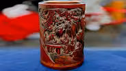 Appraisal: 18th-Century Bamboo Brush Pot with Letter