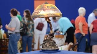 Appraisal: Korff Bronze Lamp Base with Moe Bridges Shade