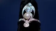 Appraisal: French Art Nouveau Diamond & Natural Pearl Ring