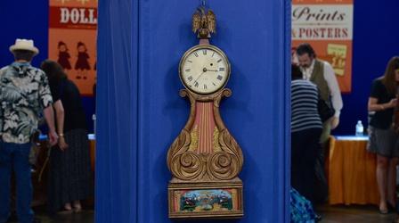 Video thumbnail: Antiques Roadshow Appraisal: John Sawin Lyre Banjo Clock, ca. 1825