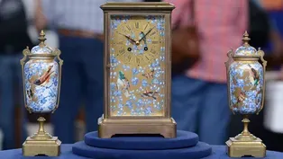 Appraisal: French Porcelain Clock Garniture Set, ca. 1875