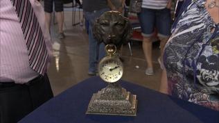 Appraisal: Paperweight Clock with Polished Stone Stand, ca. 