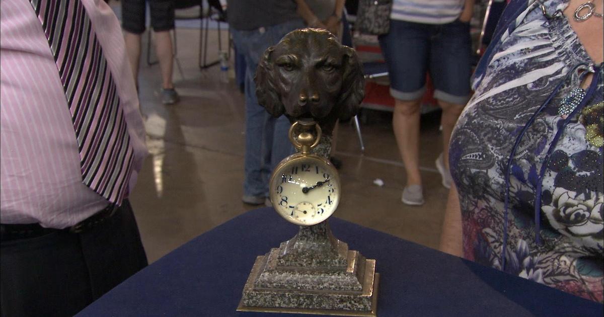 Antiques Roadshow Appraisal Paperweight Clock with Polished Stone