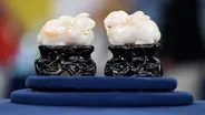 Appraisal: Republic Period Chinese White Jade Rams