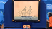 Appraisal: Men's Flame Stitch Wallet & Ship's Portrait