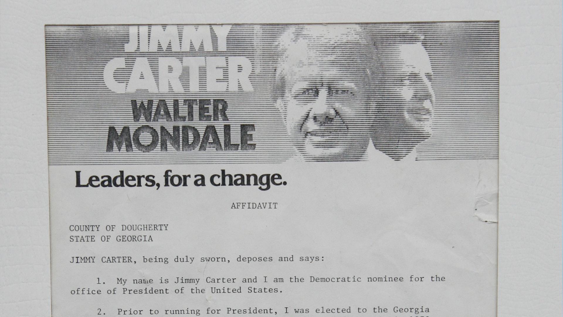 Appraisal 1976 Jimmy Carter Presidential Campaign Affidavit Antiques