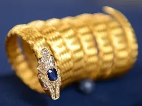 Appraisal: English Gold & Sapphire Snake Bracelet, ca. 1875