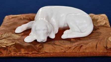Video thumbnail: Antiques Roadshow Appraisal: Roseville "Ivory" Dog Figurine, ca. 1932