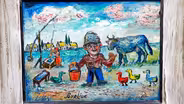Appraisal: David Burliuk Oil Painting, ca. 1961