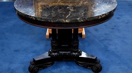 Video thumbnail: Antiques Roadshow Appraisal: Empire Mahogany Marble-Top Table & Portrait...