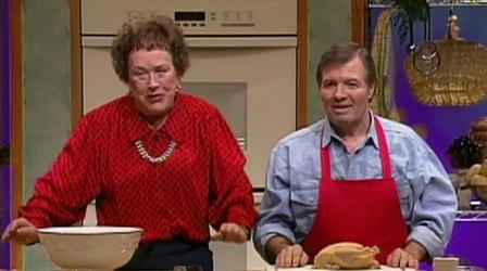 Video thumbnail: Cooking in Concert Julia Child & Jacques Pepin Prepare A Stuffed Turkey Roulade