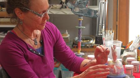 Video thumbnail: Craft in America Ceramic artist Susan Garson paints a menorah
