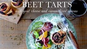 Video thumbnail: Kitchen Vignettes Beet Tarts with Goat Cheese and Caramelized Onions