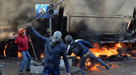 Video thumbnail: PBS NewsHour Ukraine unrest explodes into violence and fire