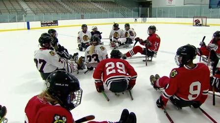 Video thumbnail: PBS NewsHour For Paralympic players, a hockey game with sleds