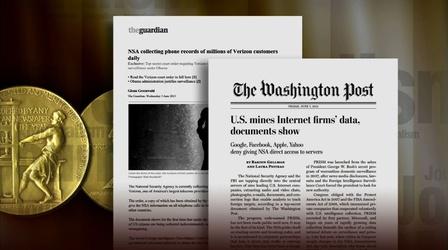 Video thumbnail: PBS NewsHour Pulitzer Prize renews debate over NSA surveillance reporting