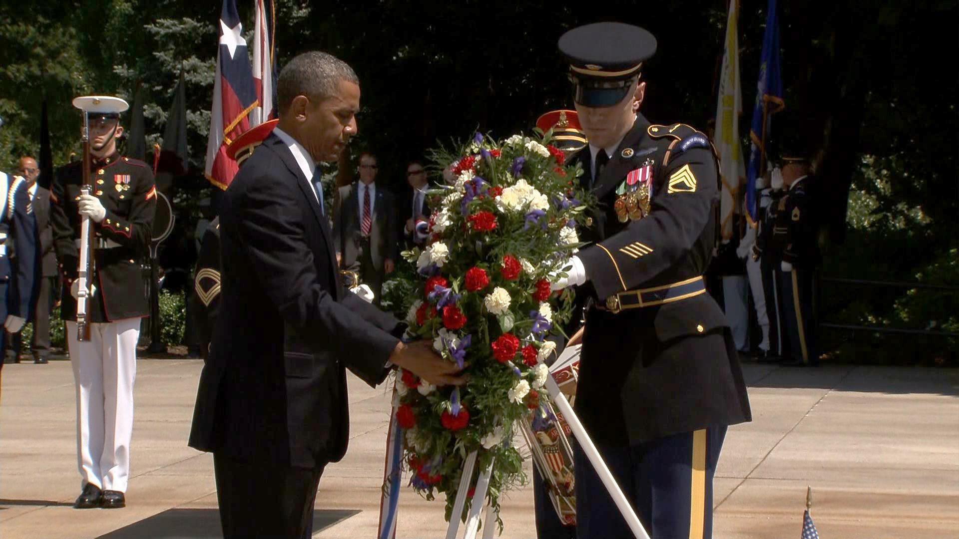 President Obama lays wreath at Tomb of the Unknown Soldier
