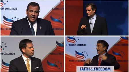 Video thumbnail: PBS NewsHour GOP presidential hopefuls address religious right