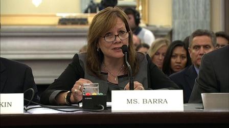 Video thumbnail: PBS NewsHour CEO Mary Barra defends GM’s top lawyer at Senate hearing