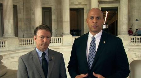 Video thumbnail: PBS NewsHour Rand Paul, Cory Booker team up for REDEEM Act