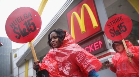 Video thumbnail: PBS NewsHour McDonald's formally accused of worker retaliation