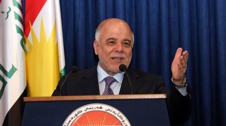 Video thumbnail: PBS NewsHour Iraqi PM to appeal to U.S. for more firepower and support