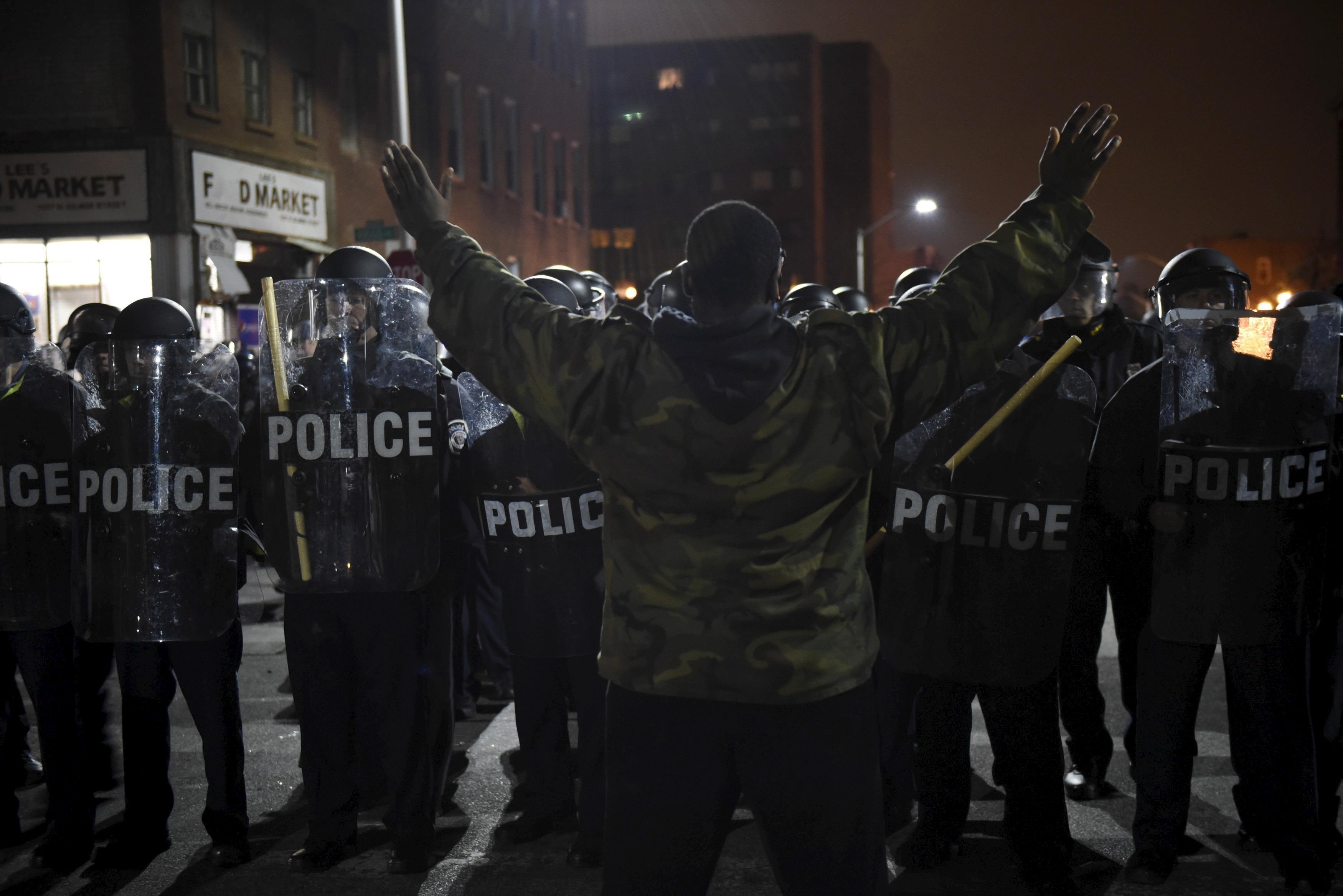 Protesters in Baltimore clash with police over Freddie Gray