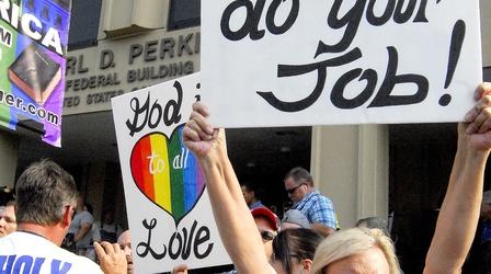 Video thumbnail: PBS NewsHour Embattled Kentucky clerk draws outrage and support