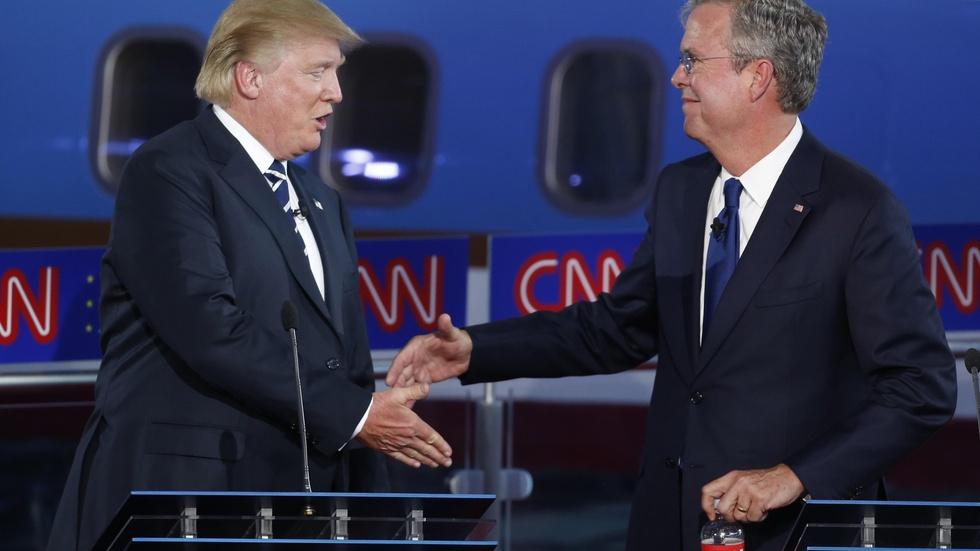 At GOP debate, targeting Trump and trying to break through image