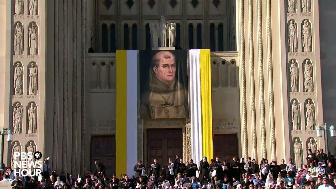 Pope Francis holds first Mass in U.S., canonizes saint