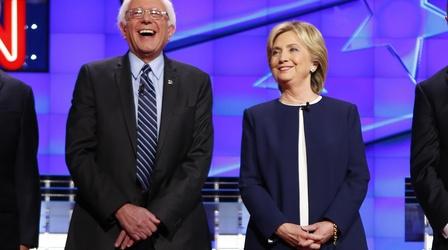 Video thumbnail: PBS NewsHour Clinton and Sanders dominate policy-deep Democratic debate